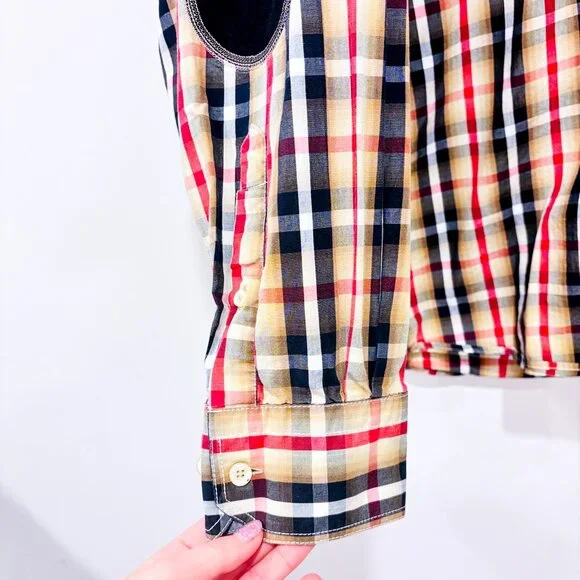 CAMPIONE | Plaid Button-Down Shirt Beige Black Red Men’s | XXL * - Picture 6 of 9